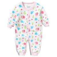 空氣棉嬰兒秋冬連身衣 - 粉紅色小象