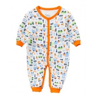 空氣棉嬰兒秋冬連身衣 - 橙色車車 9M