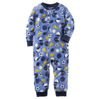 1-Piece Sports Fleece Footless PJs 12M/18M