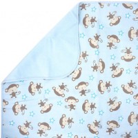 嬰兒純棉隔尿墊 (藍色小猴子) (M) (70x85cm)