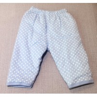 純夾綿秋冬長褲 - 粉藍波點