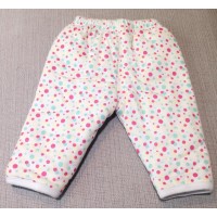 純夾綿秋冬長褲 - 粉色波點