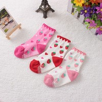 嬰兒防滑短襪 (一套3對) - Strawberries with hearts