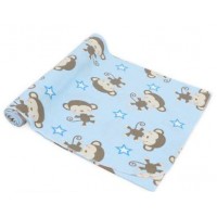 嬰兒純棉多用途薄包被 / 浴巾 / 床單 (藍色小猴子)
